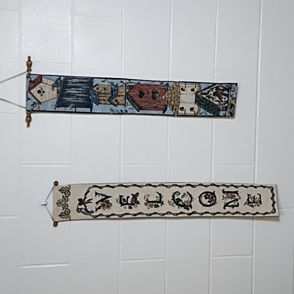 2 Vintage Tapestries Welcome Bird Lovers Cottagecore Decor Approx 36X6 - Picture 1 of 13